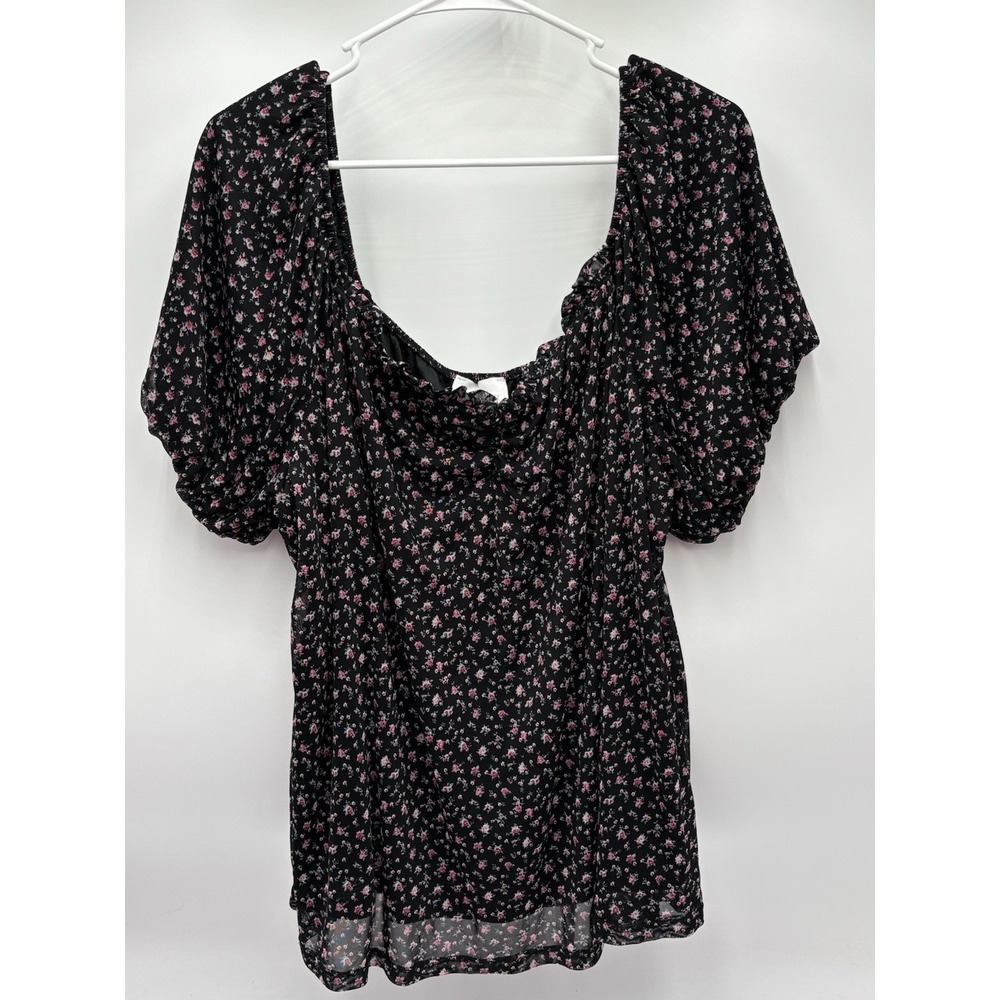 Morgan Taylor 3X‎ Cottagecore Milkmaid Puff Sleeve Floral Peasant Top